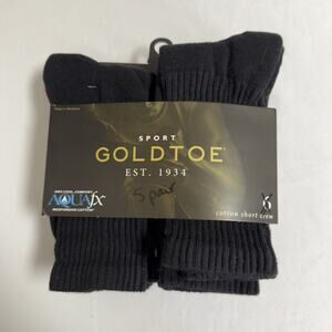 Gold Toe Sport Men's Cotton Short Crew Socks 5-Pack Black Size 6 - 12 1/2